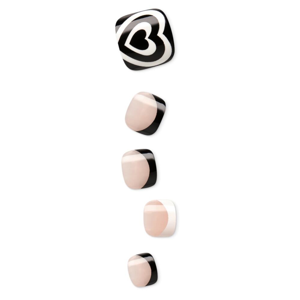Press On Pedicure LOT of 3 SETS Rose Mist Black White Heart No Glue NEW imPRESS